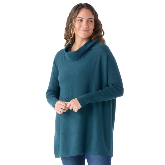 Smartwool Edgewood Merino Wool Poncho Cozy Teal Cowl Neck Sweater Dolman… - Picture 3 of 9